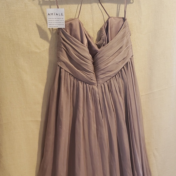 Gorgeous Amsale  Beige Silk Ruffle Formal Dress - Picture 4 of 6